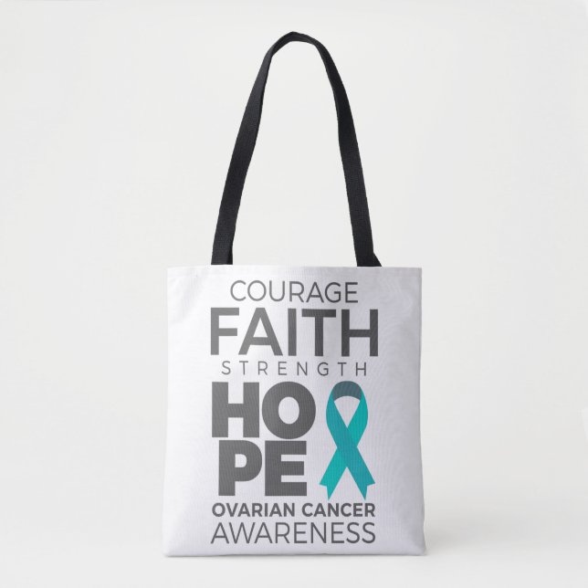 Courage Faith Strength Hope Ovarian Awareness Tygkasse (Framsida)