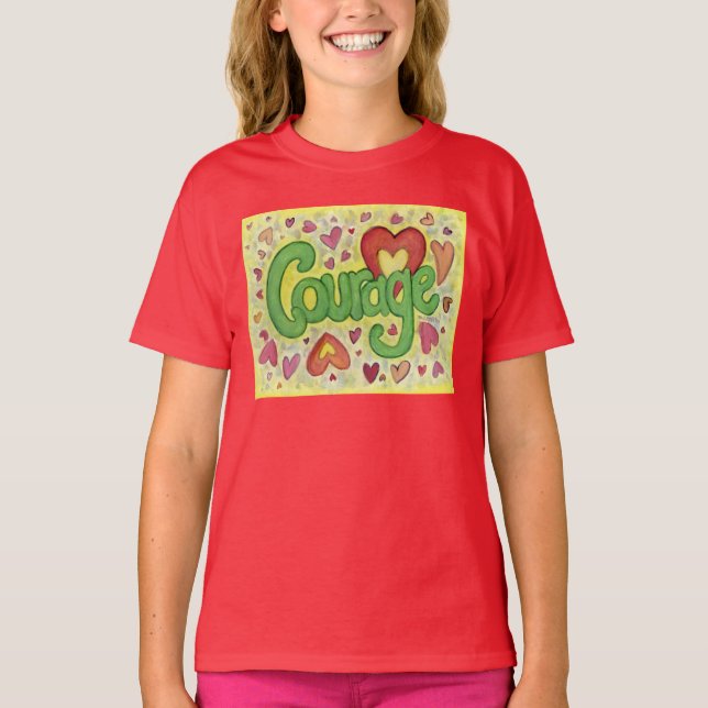 Courage Heart Ord Art Anpassningsbar T-Shirt (Framsida)