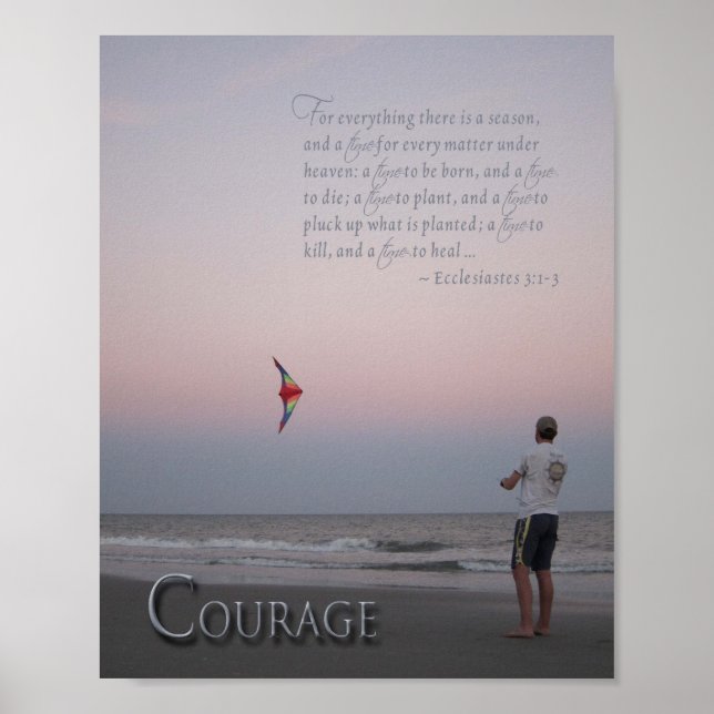 Courage Kite Flyer på Beach Poster (Framsidan)