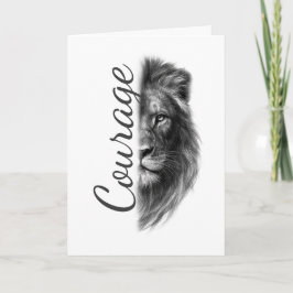 Courage Lion Artistic Minimal-Folded Greeting Card Kort