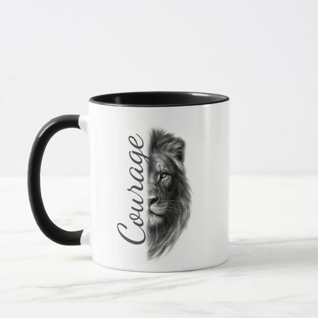 Courage Lion Artistic Minimal-  Mugg (Vänster)