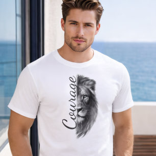 Courage Lion Artistic Minimal T-shirt -