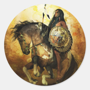 Courage Native American Warrior Runt Klistermärke
