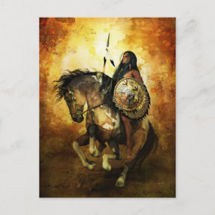 Courage Native American Warrior Vykort
