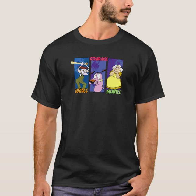 Courage The Cowardly Dog Grupp Paneler T Shirt (Framsida)