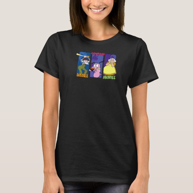 Courage The Cowardly Dog Grupp Paneler T Shirt (Framsida)