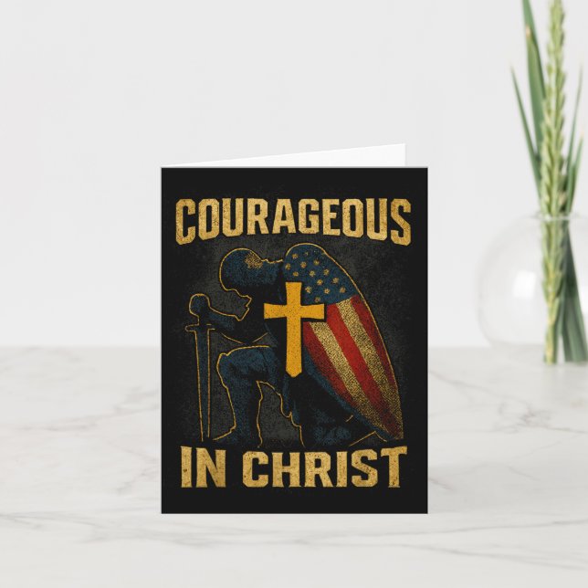 Courageous In Christ Knight Cross Patriotic Usa Fl Kort (Framsida)