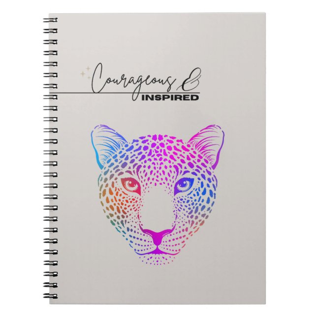 Courageous & Inspired Cosmic Leopard Notebook Anteckningsbok (Framsidan)