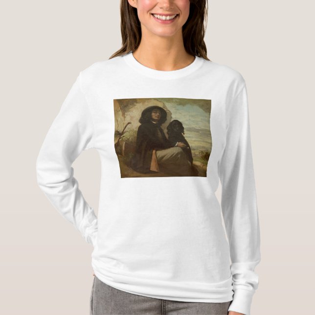Courbet med hans svart hund, 1842 tröja (Framsida)