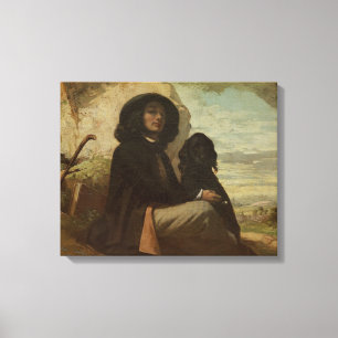 Courbet med hans svarta Hund, 1842 Canvastryck
