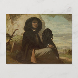 Courbet med hans svarta Hund, 1842 Vykort