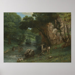 Courbet - Roe Hjort at a Stream Poster