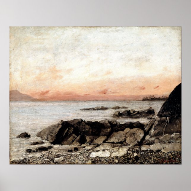 Courbet - Sunset Vevey Schweiz Poster (Framsidan)