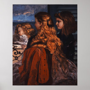 Courbet - Tre unga engelska kvinnor Poster