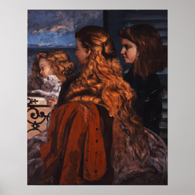 Courbet - Tre unga engelska kvinnor Poster (Framsidan)