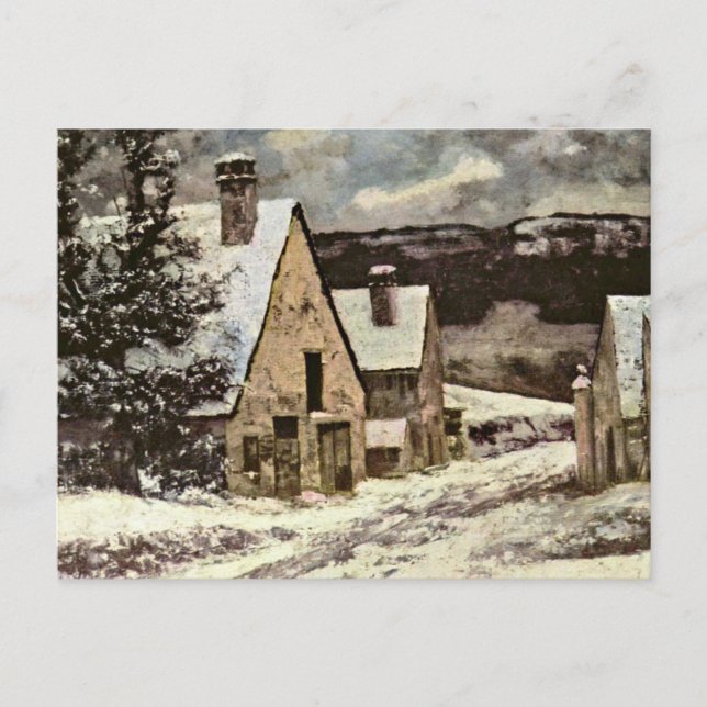 Courbet - Village Street in Winter Vykort (Framsida)