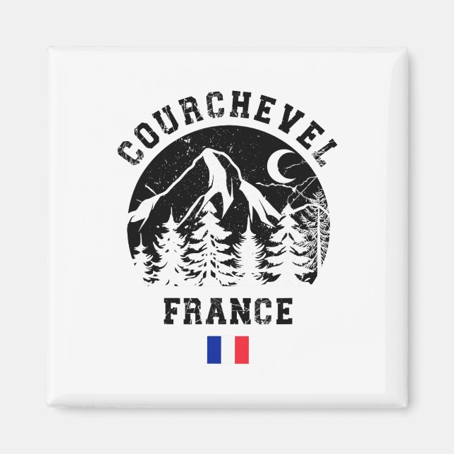Courchevel Frankrike Alpernas Ski Resort Alpine Sk Magnet (Framsidan)