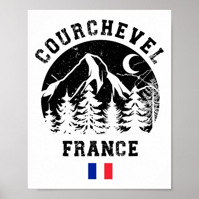 Courchevel Frankrike Alpernas Ski Resort Alpine Sk Poster (Framsidan)