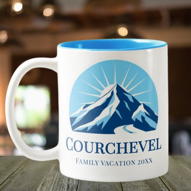 Courchevel Frankrike ski resort souvenir Två-Tonad Mugg (Skapare uppladdad)