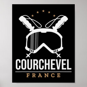 Courchevel Frankrike Ski Resort Vintage Skiing Sno Poster