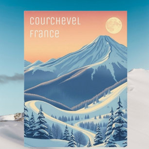 Courchevel Frankrike skidsemester modern vykort