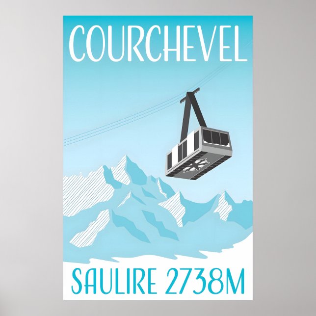 Courchevel Minimalistisk Skidort Resa Affisch (Framsidan)