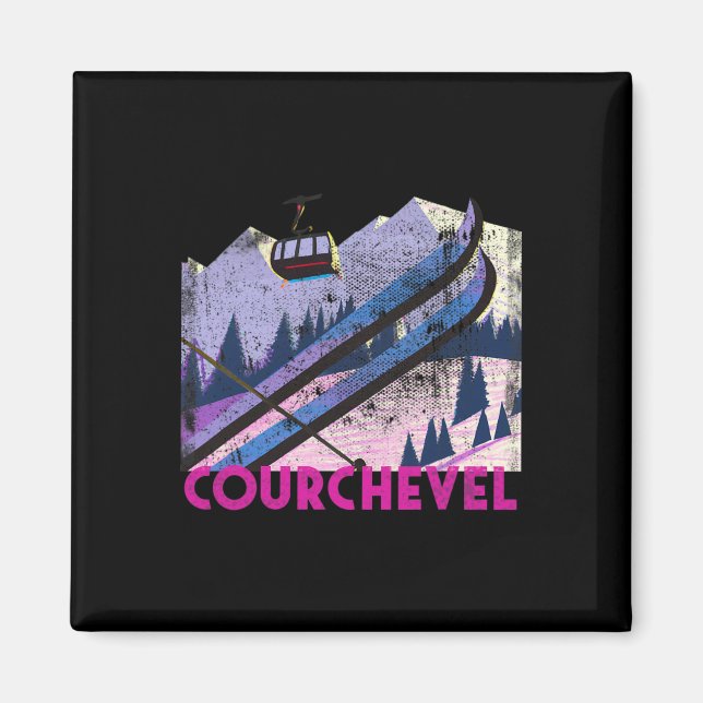 Courchevel Ski - Vintage Style Courchevel Skidling Magnet (Framsidan)