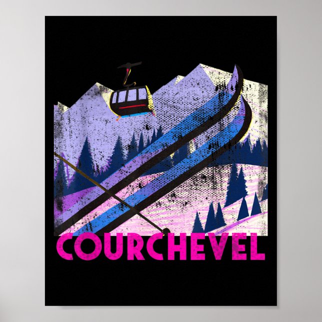Courchevel skidåkning - vintage stil courchevel sk poster (Framsidan)