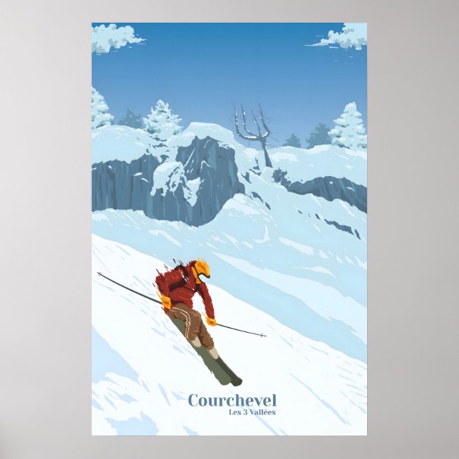 Courchevel Skidort Reseskylt Poster (Framsidan)