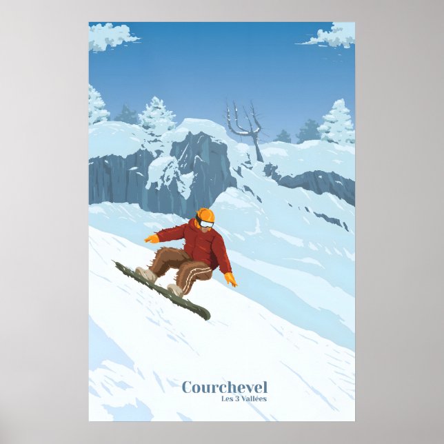 Courchevel Snowboard Reseskylt Poster (Framsidan)