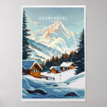 Courchevel Travel Poster Frankrike Courchevel Trav