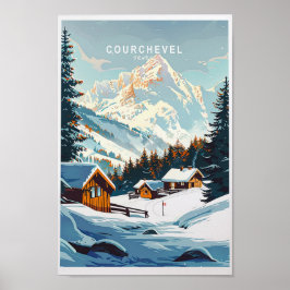 Courchevel Travel Poster Frankrike Courchevel Trav
