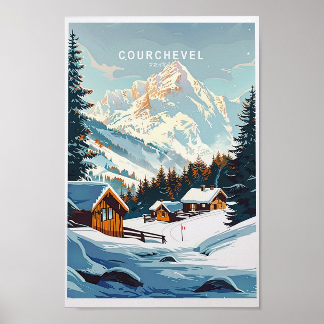 Courchevel Travel Poster Frankrike Courchevel Trav (Framsidan)