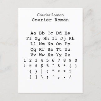 Courier Roman - Zazzle Font Sampler Lakan Vykort