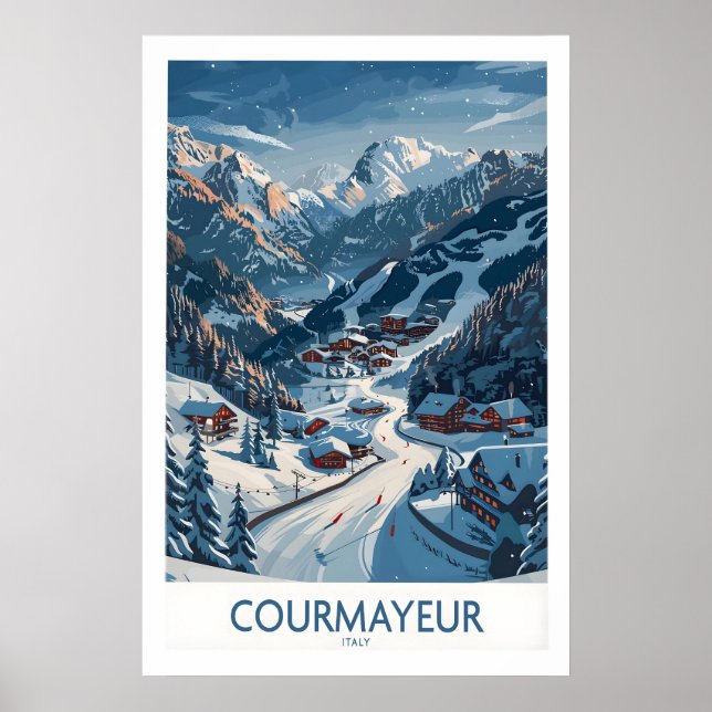 Courmayeur Ski Print - Italy 1 Poster (Framsidan)