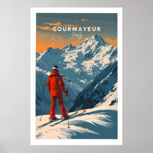 Courmayeur skidisplayaffisch - Italien 1 Poster