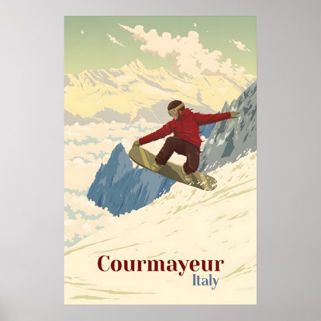 Courmayeur Snowboard Resorera Poster (Framsidan)