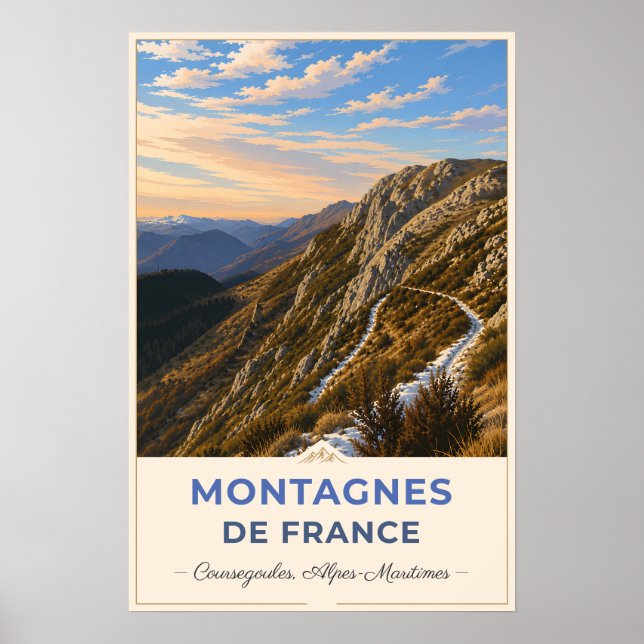 Coursegoules, France – Mountain Peaks Poster (Framsidan)