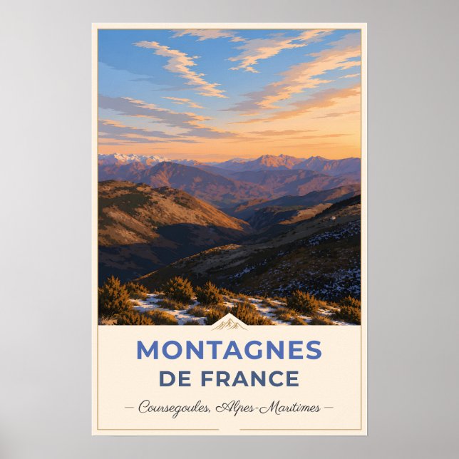 Coursegoules, France – Valley Sunset Poster (Framsidan)