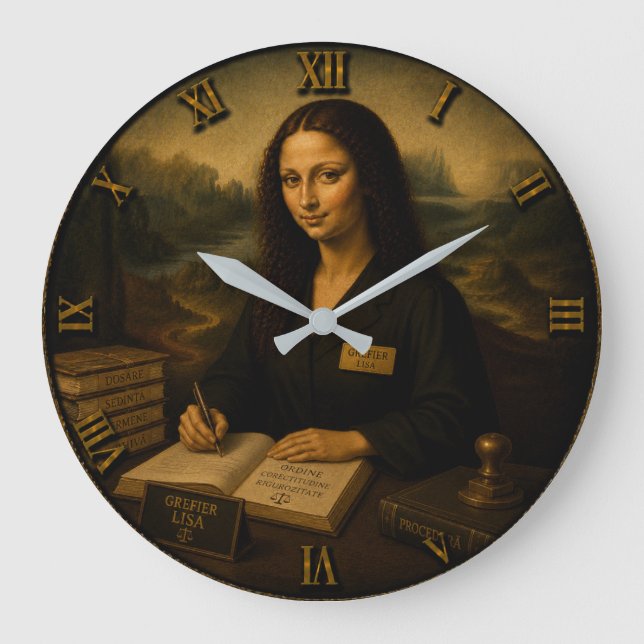Court Clerk Funny Mona Lisa Stor Klocka (Framsida)