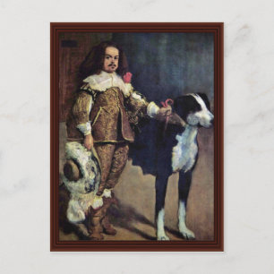 Court Dwarf med Hund av Diego Velázquez Vykort
