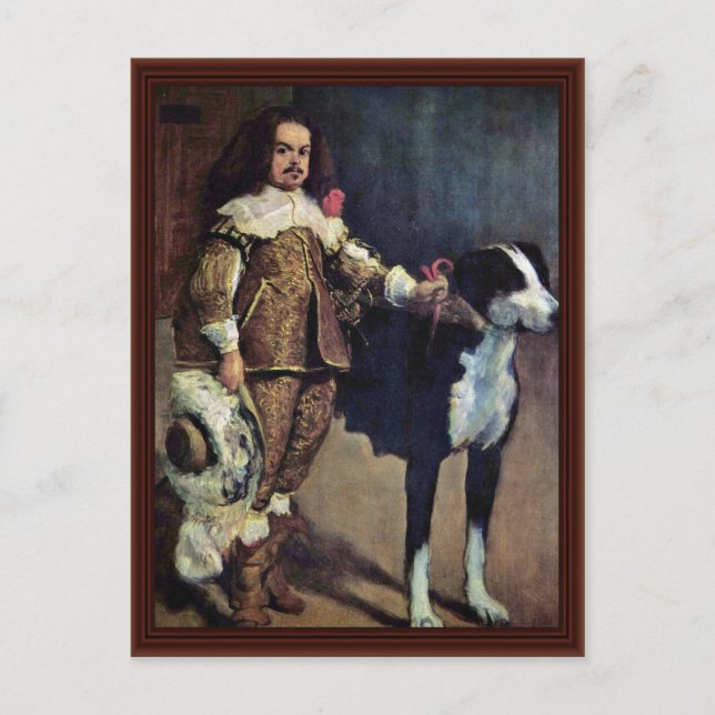 Court Dwarf med Hund av Diego Velázquez Vykort (Framsida)