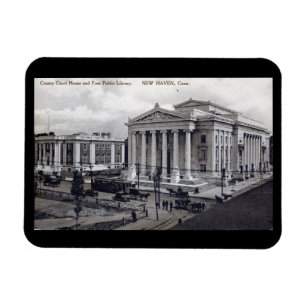 Court House, Bibliotek, New Haven CT 1912 Vintage  Magnet