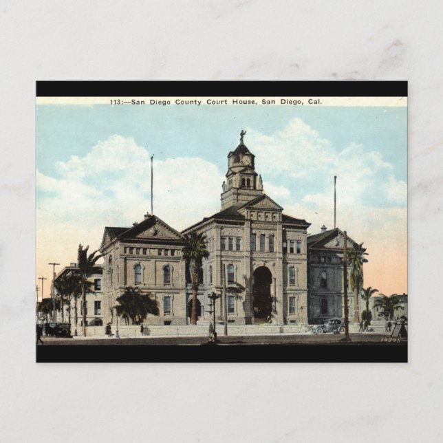 Court House San Diego California 1921 Vykort (Framsida)
