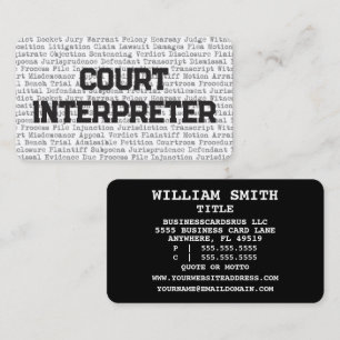 Court Interpreter Legal Ord Affärskort Visitkort