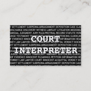 Court Interpreter Ord Affärskort Visitkort