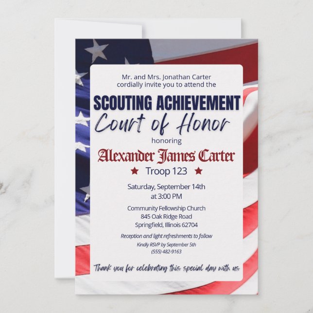 Court of Honor Ceremony Invitation Inbjudningar (Framsida)
