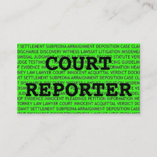 Court Reporter Ord Affärskort i Neon Grönt Visitkort