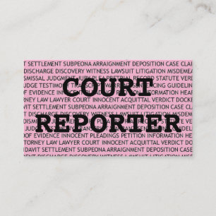 Court Reporter Ord Affärskort i Rosa Visitkort
