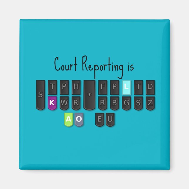Court Reporting är Coola Steno Tangentbord Magnet (Framsidan)